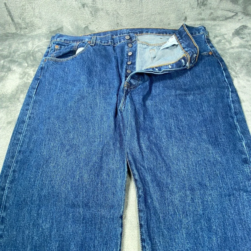 Levis 501 Jeans Mens‎ 44X28 Blue Straight Leg Stone Wash Button Fly Work Farmer